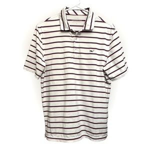 Vineyard Vines White and Purple Striped Polo Shirt